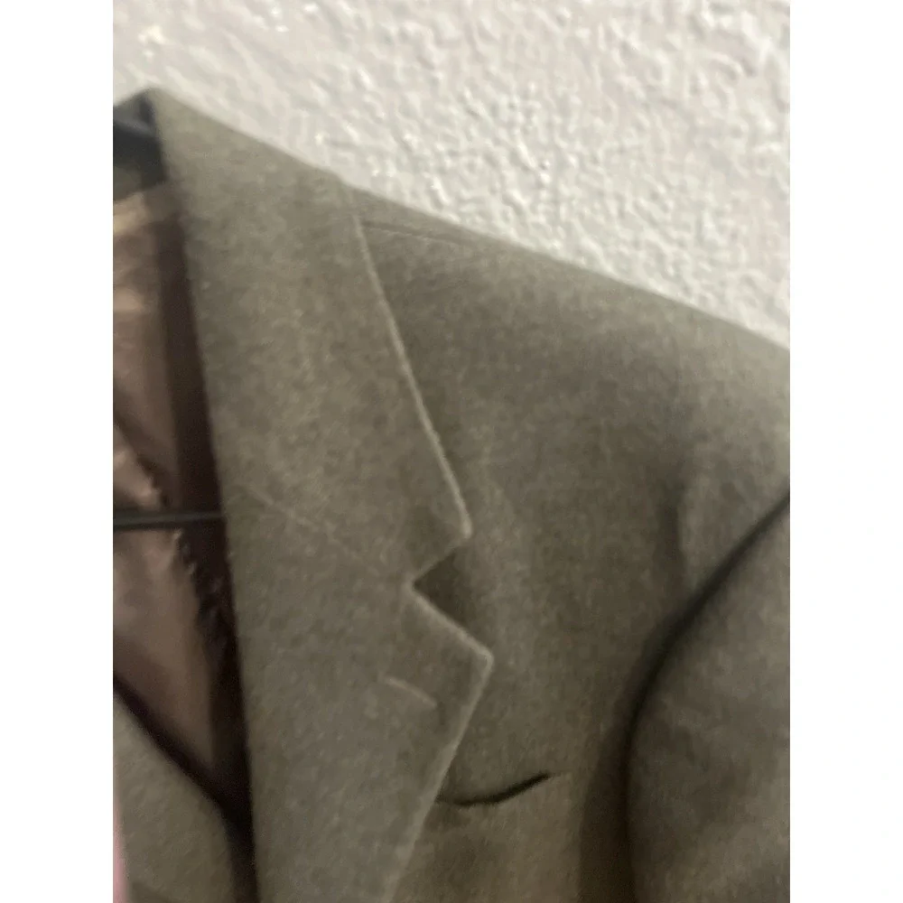 Lands End Sport Coat Mens 44L Green 3‎ Button 100% Lambs Wool